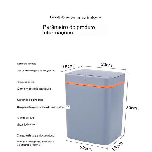 Lixeira Sensor Inteligente Automático Branca