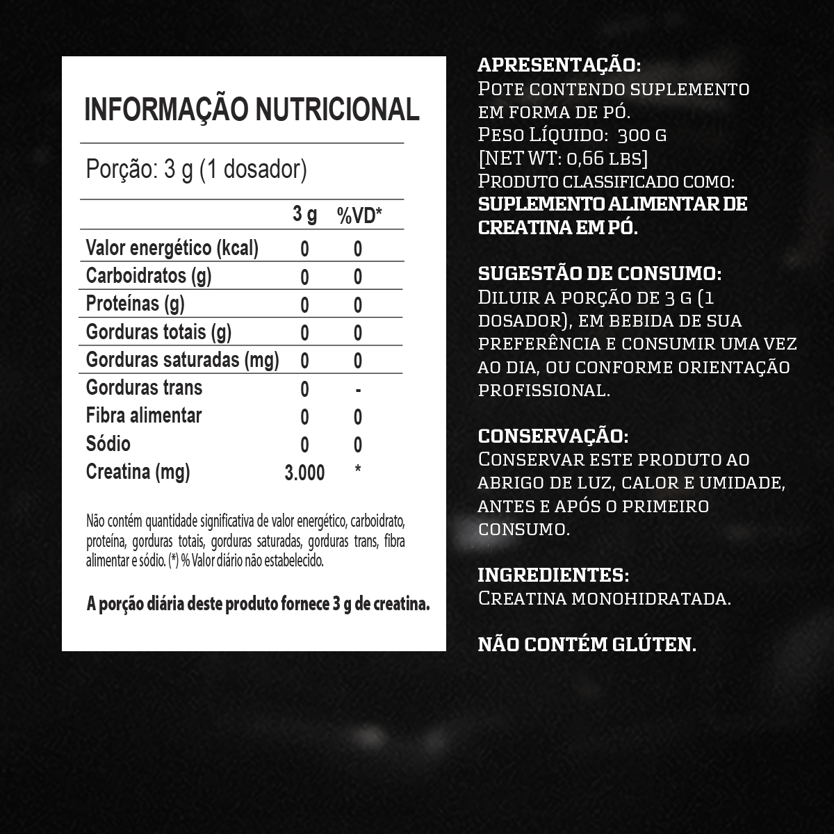 Creatina Monohidratada 300g Darkness