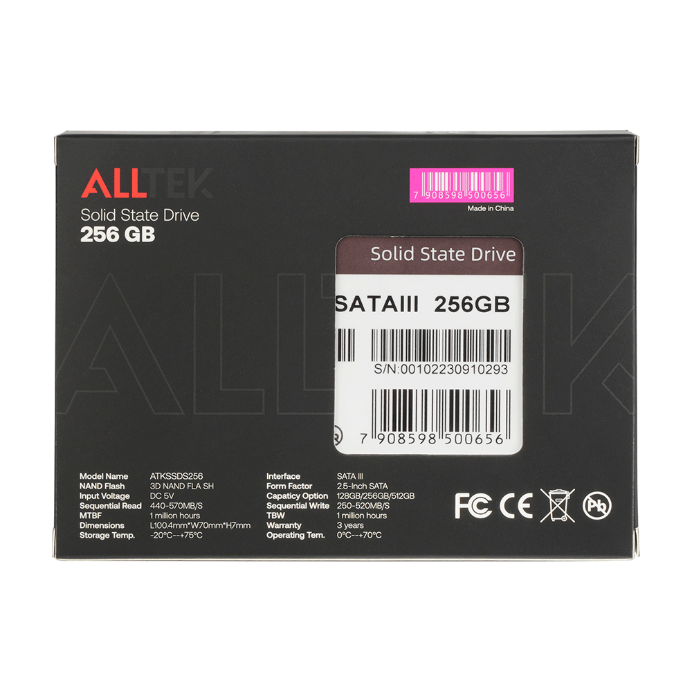 SSD Alltek 2.5 SATA III 6 Gbs – ATKSSDS 256GB