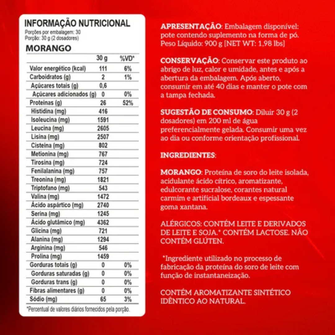 Whey Protein Triple Zero 900g Morango