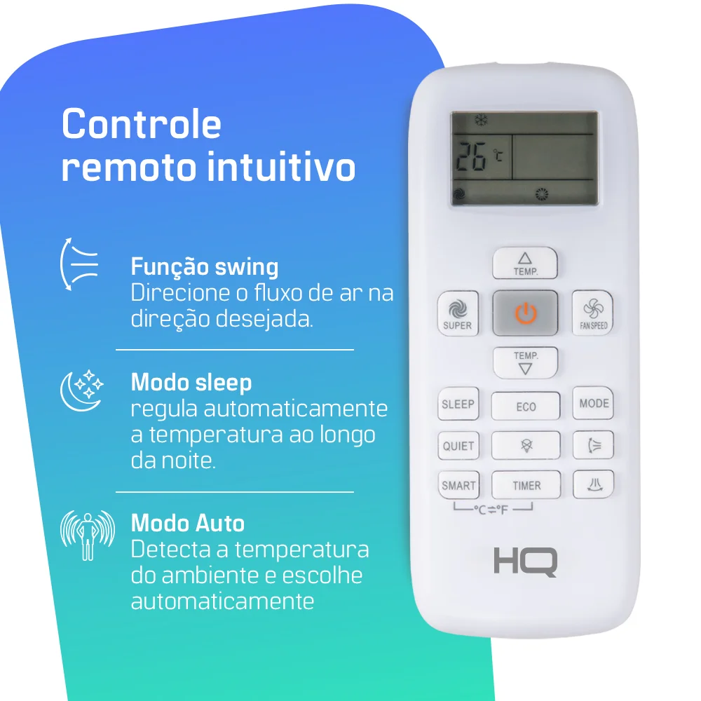 Ar Condicionado Split HQ Hi Wall Inverter 9.000 BTU/h – 220V