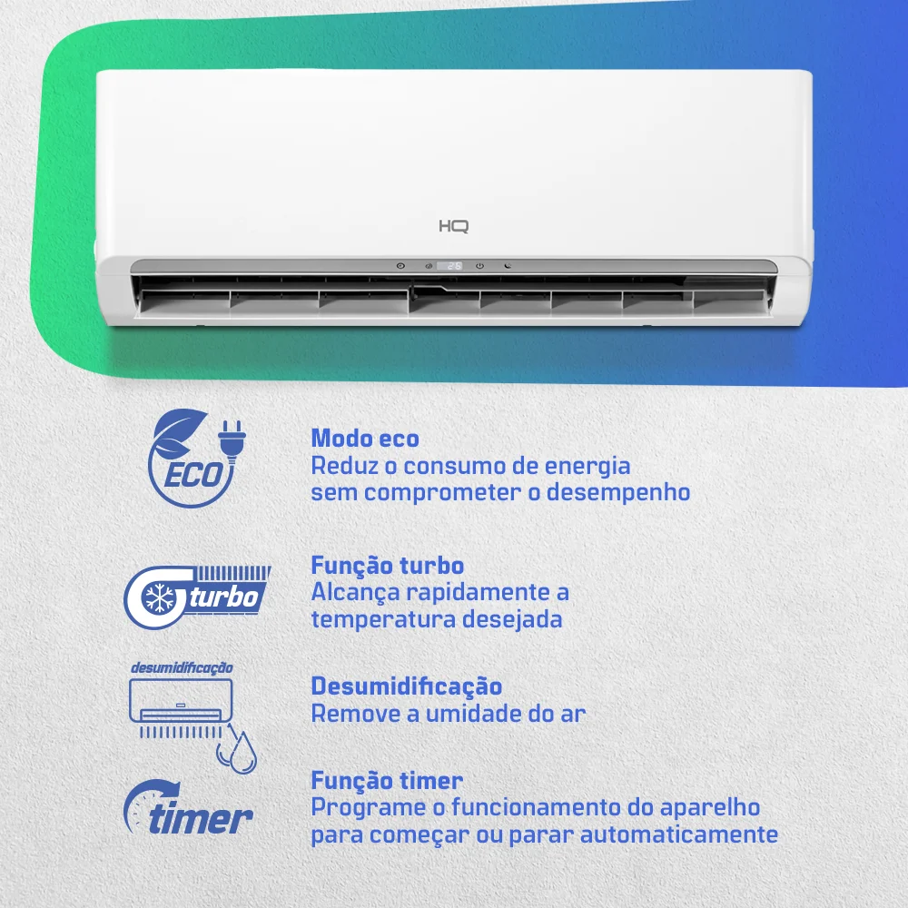 Ar Condicionado Split HQ Hi Wall Inverter 9.000 BTU/h – 220V